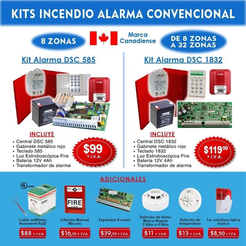Imagen 1 de 2 de Sistema Contra Incendio Alarma Luz Estroboscopica Humo Fire