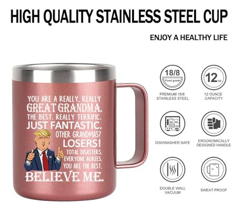 Regalos Para La Abuela, Taza Aislada De Acero Inoxidable Par