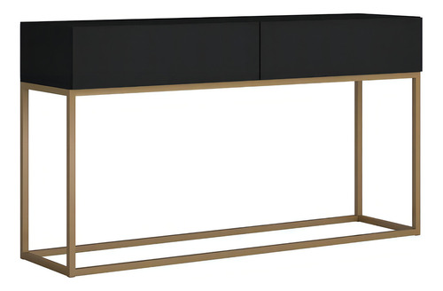 Aparador Para Sala De Estar/jantar Eros - Decoração Moderno Cor Preto/Dourado