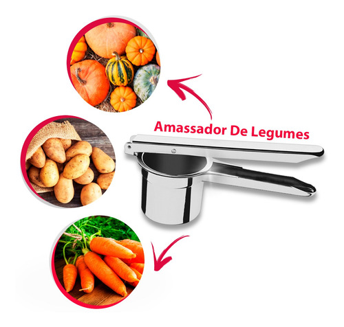 Espremedor Amassador Batata Purê Aço Inox Original Classic