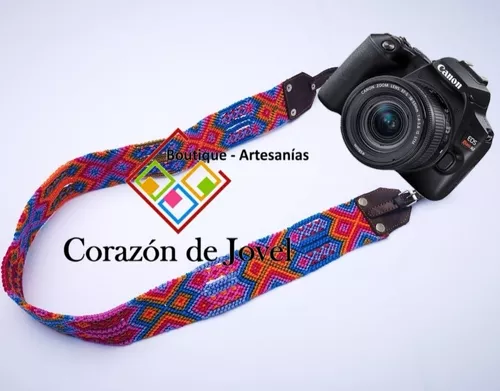 Correa colgante para cámara fotográfica tejida a macramé 