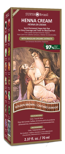 Surya Brasil Productos Crema De Henna, Marrón Dorado, 2.37.