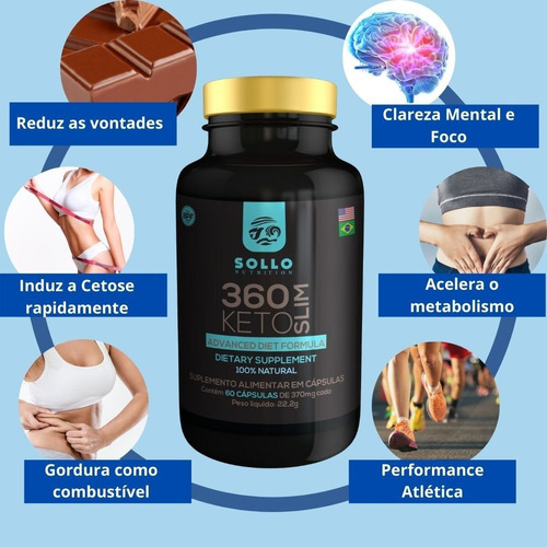 Keto 360 Slim - Bhb (beta hidroxibutirato) - El sabor de 60 cápsulas no se aplica