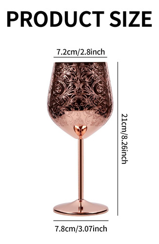 Juego De 2 Copas De Vino De Acero Inoxidable Grabadas, Copas