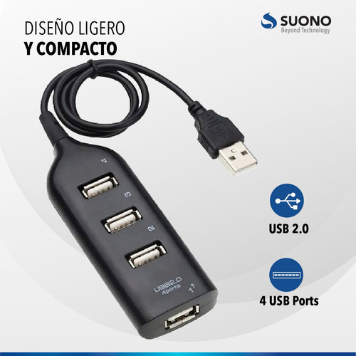 Imagen 3 de 10 de Hub Usb Multiplicador 4 Puertos Usb Pc Notebook Adaptador