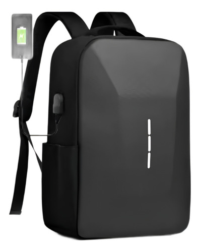 Mochila Impermeável Masculina 25l Notebook 15.6 Antifurto Cor Preto Desenho Do Tecido Lisa