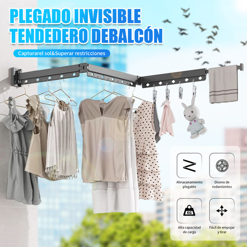 Tendedero Plegable Para Colgar Ropa 3xwall Color Negro