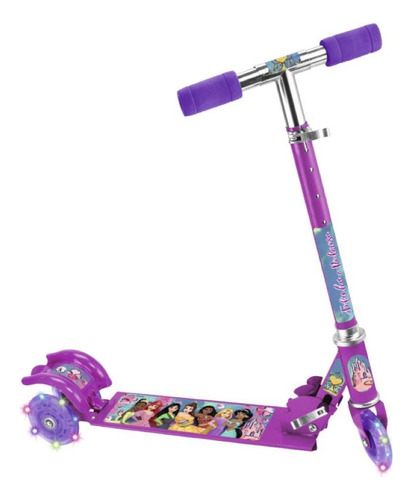 Patinete Ajustável Dobrável Princesas Com Luzes Etitoys