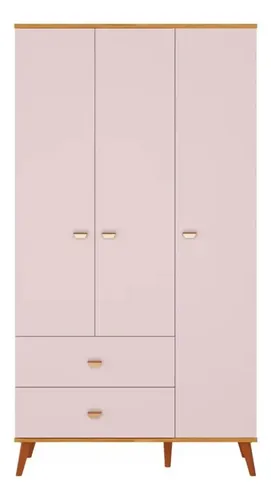 Guarda Roupa Infantil Bartira Ternura 3 Portas 2 Gavetas Cor Rosa...