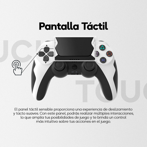 Joystick Inalámbrico Genérico Recargable Bluetooth 4.0 - Gris - Doubleshock Para Pc Gamer, Compatible con Ps4, Batería Recargable, Pantalla Táctil, Wireless Controller.
