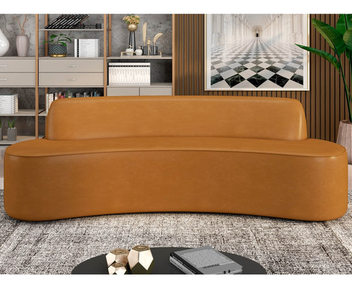 Sofá de salón, 5 plazas, 280 cm, Koane, color caramelo sintético, color marrón