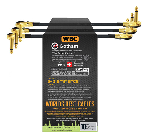3 Unidad 8.0 in Gotham Gac-1 Ultra Pro Low-cap 21pf Ft Cable