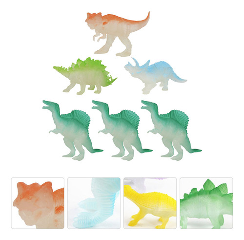 Miniatura Luminosa De Dinosaurio Para Niños, 6 Unidades