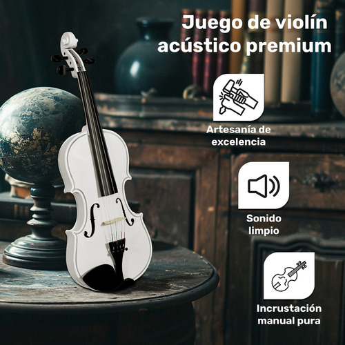 Violin 4/4 Incluye Arco Brea Estuche Acustico Blanco