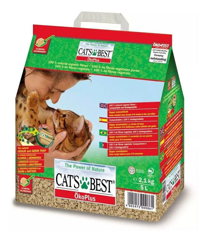 Areia Sanitária Cat´s Best Oko Plus - Cats Best 17,2 Kg