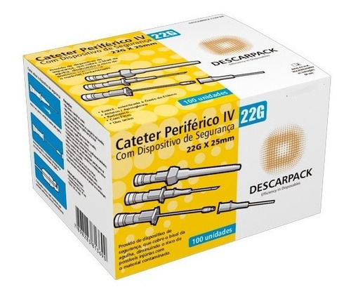Cateter Intravenoso C/ Segurança Azul 22g Descarpack Cx100un