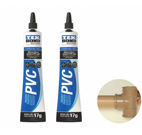 Kit 2 Colas Pvc Adesivo Plástico Para Pvc Tek Bond 17g