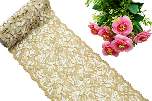 10 Metros De Encaje Alta Calidad 15.5cm Ancho. Ven003 Beige