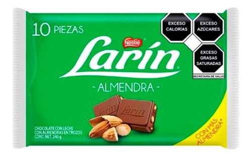 Chocolate Larín Almendras De Nestlé 10 Piezas