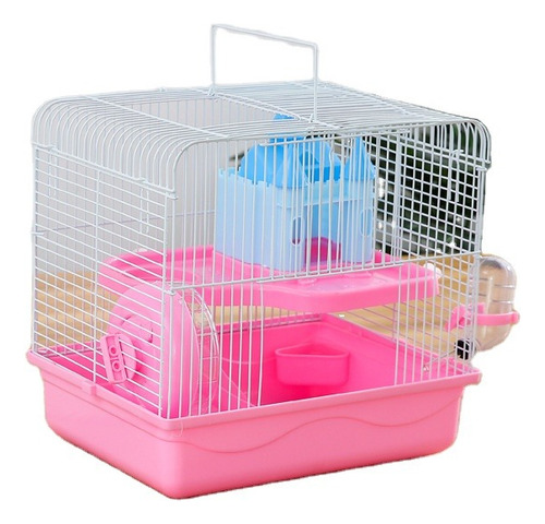 Jaula Para Hamster - Casa De 2 Pisos Con Accesorios Color Rosa