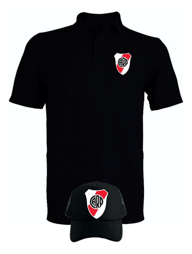 Camiseta Tipo Polo River Plate Obsequio Gorra Serie Black