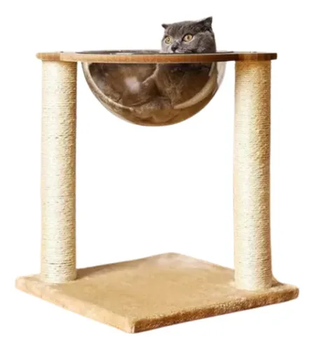 Nido Rascador Cama Para Gato Cápsula Transparente Moderno