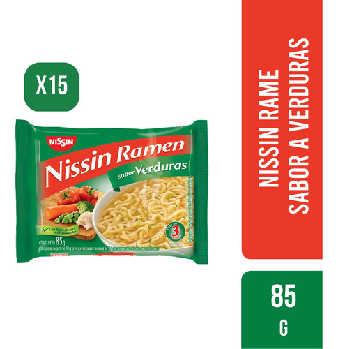 Ramen Verduras Nissin X 15 Uds - g a $34