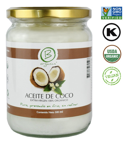 B Organics - Aceite De Coco Organico 500ml