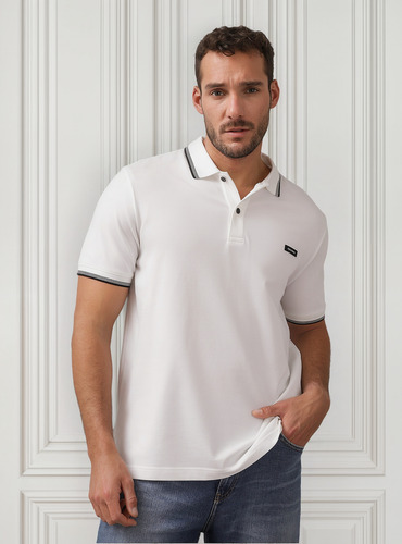 Polo Stretch Metal Button Blanco Calvin Klein