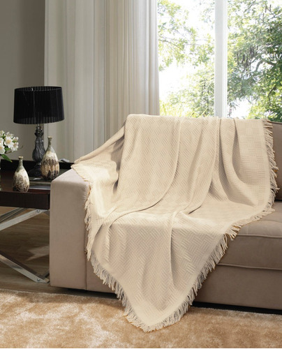Manta de sofá cama Dohler Ivory de 1,20 m x 1,50 m, unicolor