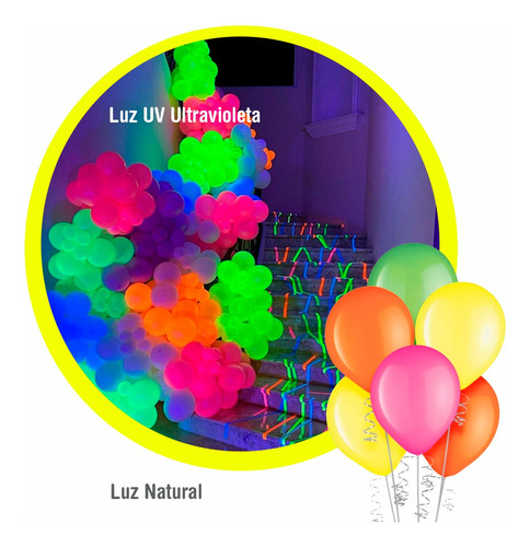 Globos Neón Para Fiestas Flúor Fluorescente Uv