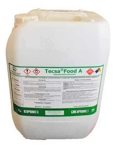 Tecsa Food A X 20 Litros - Alcohol Etílico 65%