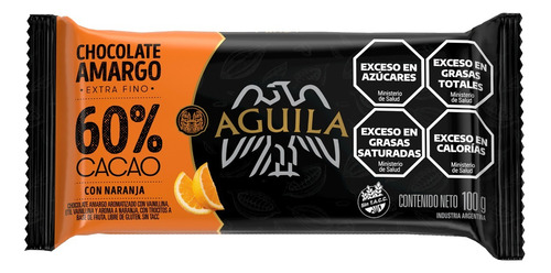 Chocolate Aguila 60% Cacao C/naranja X100g