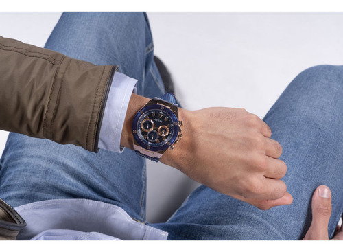 Reloj Guess Poseidon GW0425G3 Hombre Azul Para Caballero Oro rosa