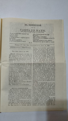 El Defensor De La Carta De Mayo Jun Jul 1825 Plaquette (Usado)
