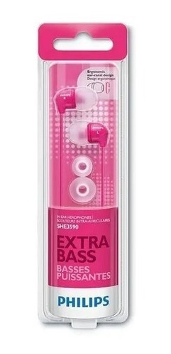 Imagen 2 de 2 de Auriculares Philips She3590 In Ear Rosa Intrauditivos +bass