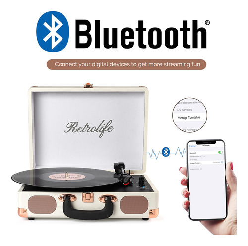 Tocadiscos Record Player Retrolife De 3 Velocidades, Color B
