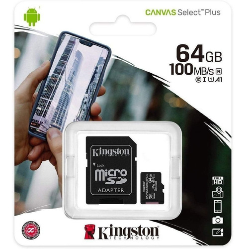 Imagen 1 de 3 de Tarjeta De Memoria Microsd Kingston Sdcs Canvas Select 64gb
