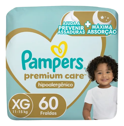 Fralda Pampers Premium Care Tamanho XG 60 Unidades