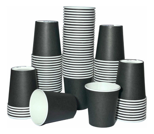 Copo De Papel Preto 200ml *biodegradável - 100 Un