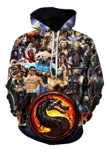 Sudadera Informal Con Capucha Estampada 3d Mortal Kombat