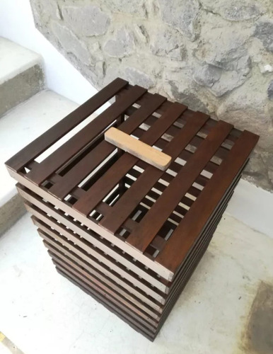 Huacal Grande De Madera Con Tapa Acabado En Color Chocolate
