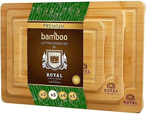 Juego De Tablas De Cortar De Bambu Con Ranura Para Liquidos