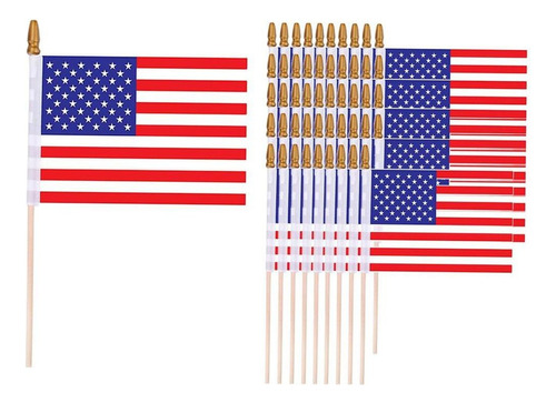 50 Piezas-usa 4x6 En Bandera De Palo De Madera-decoración