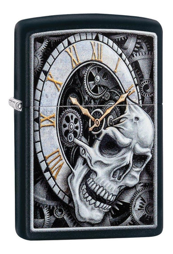 Encendedor Zippo Skull Clock Design 