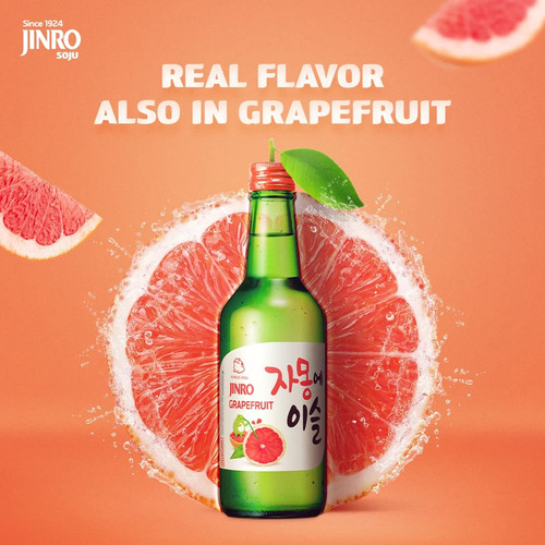 Soju Pink Grapefruit Toronja Licor De Arroz 360ml 2 Botellas