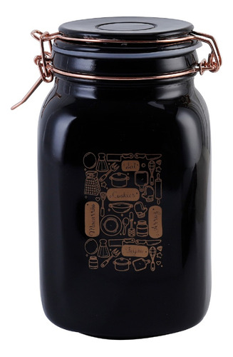 Pote De Vidro Porta Mantimentos Com Tampa Hermética 1500ml Cor Preto