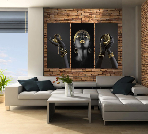 Set De 3 Mujer Africana Con Joyas Oro 100x150cm 