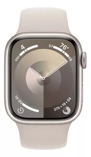 Apple Watch Series 9 GPS + Cellular • Caixa estelar de alumínio – 41 mm • Pulseira esportiva estelar – P/M
