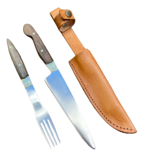 Juego Cuchillo Tenedor Parrilla Asado Cocina Premium 28 Cm